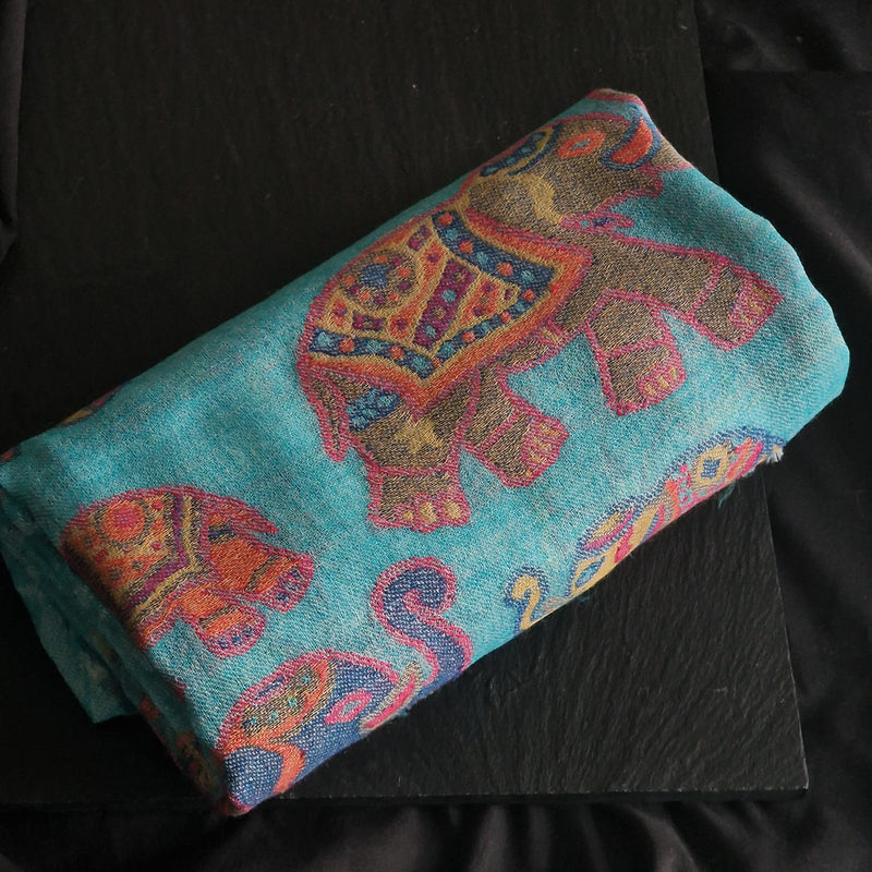 Jacquard-Loom Weaved Luxury Soft Himalayan Kashmir Pashmina - Sapphire Blue