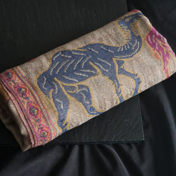 Fine Wool Blend Kani Kashmir Pashmina Stole – Sahara Color, Handwoven