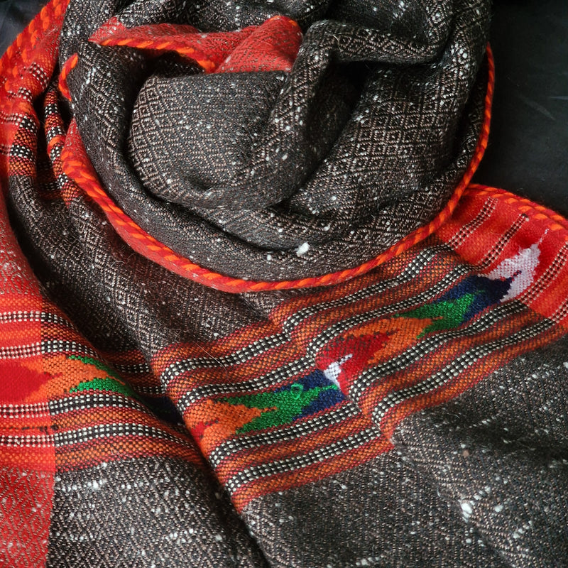Pure 100% Himalayan Yak Wool Brown Diamond Weave Stole
