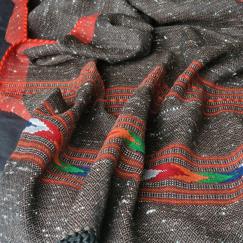 Pure 100% Himalayan Yak Wool Brown Diamond Weave Stole