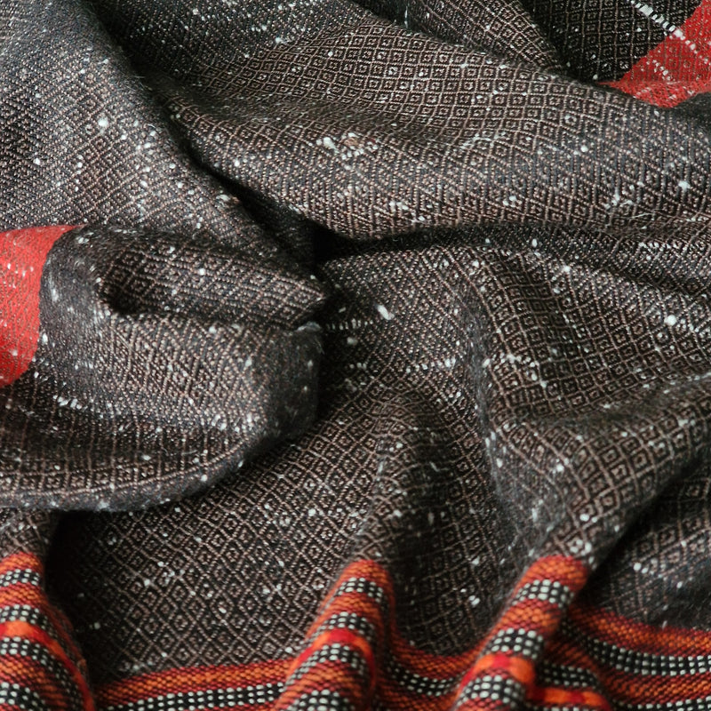 Pure 100% Himalayan Yak Wool Brown Diamond Weave Stole
