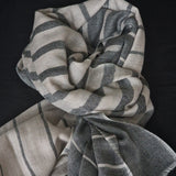 Striped White and Grey Kashmiri Pashmina Wrap - For Men