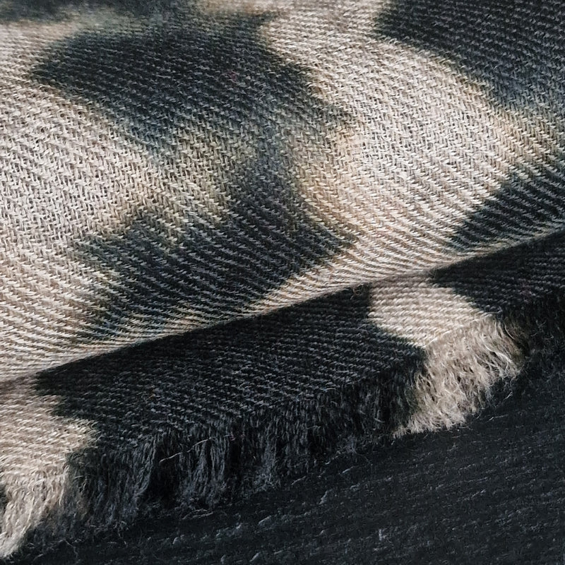 Luxury Handcrafted Tie-Dyed Kashmiri Pashmina Shawl - Hollyhock Black