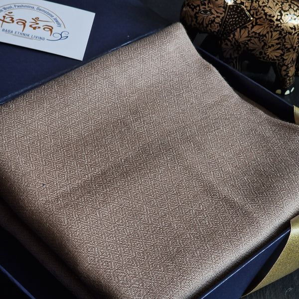 Pale Beige Kashmiri Scarf Diamond Weave Pashmina - Dust Bunny