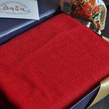 Kashmiri Diamond Weave Red Pashmina Handwoven Scarf - Scarlet Red