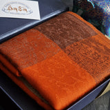 Soft Kashmiri Handmade Paisley Weave Pashmina Scarf - Tangerine