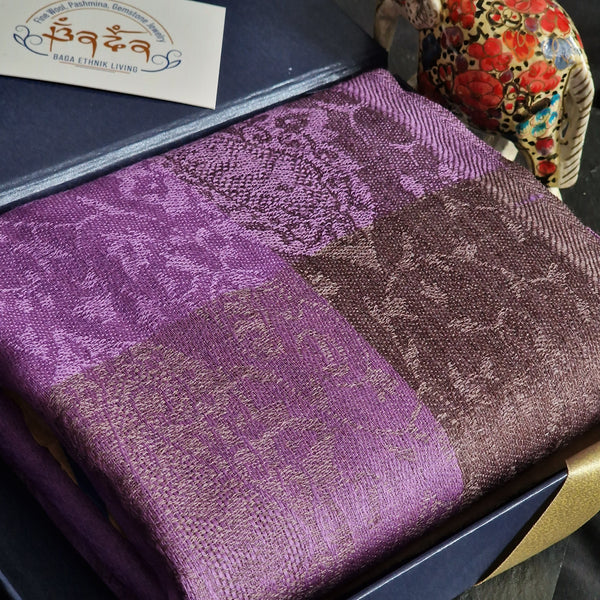 Beautiful Paisley Weave Kashmiri Purple Pashmina Scarf - Lavender