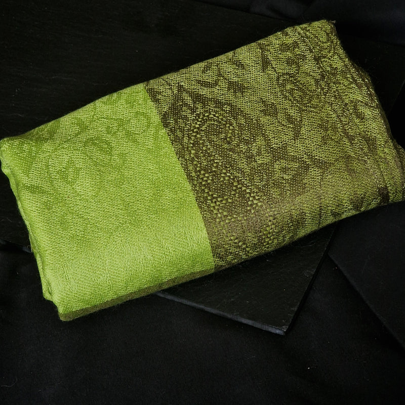 Ultra-Soft Green Paisley Kashmiri Pashmina Scarf Wrap - Pear Green