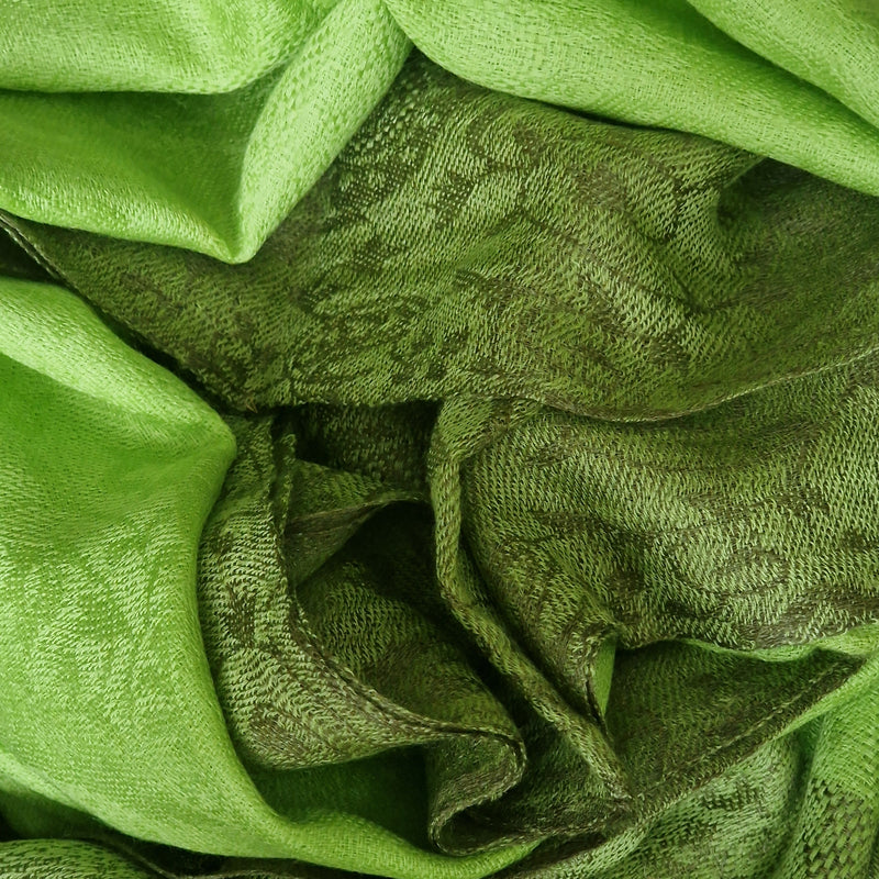 Ultra-Soft Green Paisley Kashmiri Pashmina Scarf Wrap - Pear Green