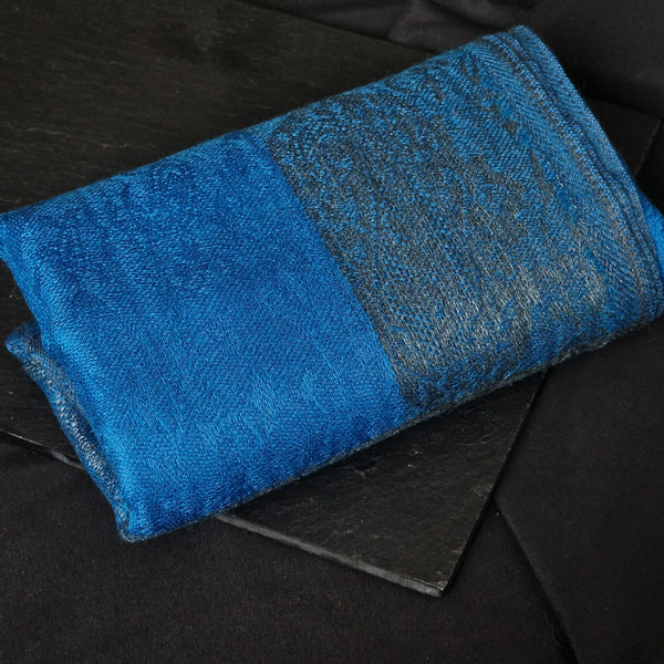 Bright Blue Kashmiri Paisley Weave Pashmina Scarf - Lapis Lazuli