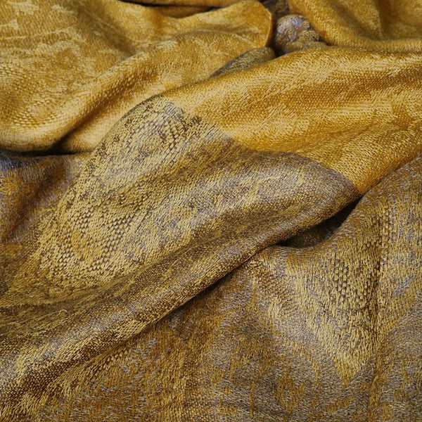 Bright Paisley Weave Pashmina Kashmiri Scarf - Clematis Yellow