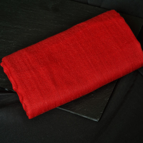 Kashmiri Diamond Weave Red Pashmina Handwoven Scarf - Scarlet Red