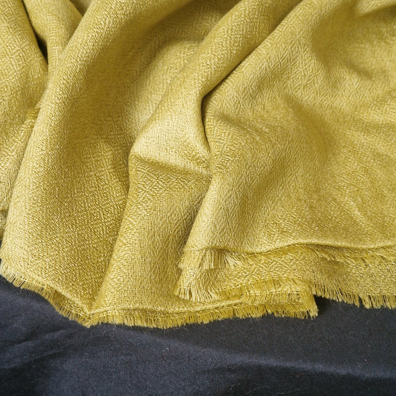 Soft Yellow Diamond Weave Kashmiri Pashmina Scarf - KeyLime