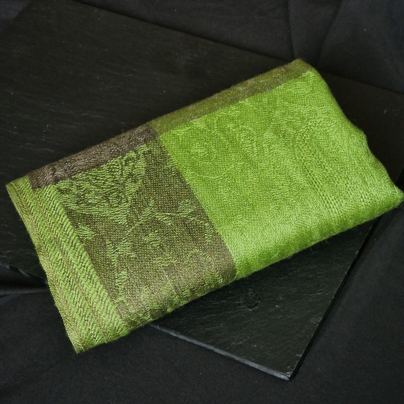 Green Pashmina Kashmiri Paisley Weave Scarf - Kelly Green