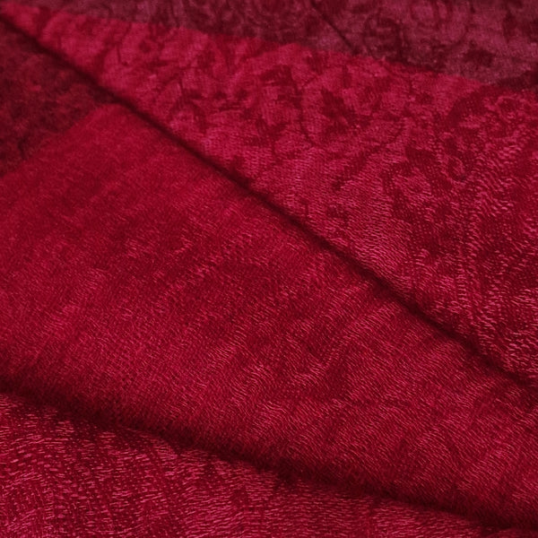 Authentic Soft Paisley Weave Kashmiri Pashmina Scarf - Sweet Red