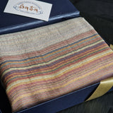 Soft Multi-Coloured Grey Striped Pashmina Kashmiri Scarf - Pale Autumn