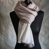 Kashmiri Paisley Weave Handwoven Pashmina Scarf - Cream white
