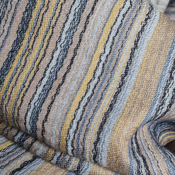 Calming Multi-Coloured Striped Kashmiri Pashmina Scarf - Dusty Blue