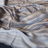 Calming Multi-Coloured Striped Kashmiri Pashmina Scarf - Dusty Blue