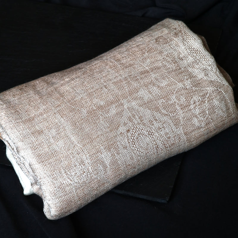Kashmiri Paisley Weave Handwoven Pashmina Scarf - Cream white