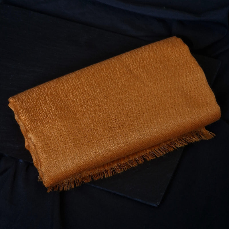 Kashmiri Diamond Weave Orange Pashmina Scarf - Pumpkin