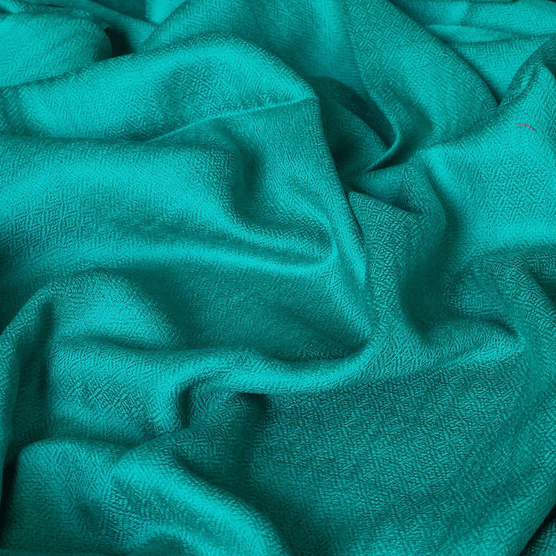 Kashmiri Diamond Weave Handwoven Pashmina Scarf - Turquoise Blue