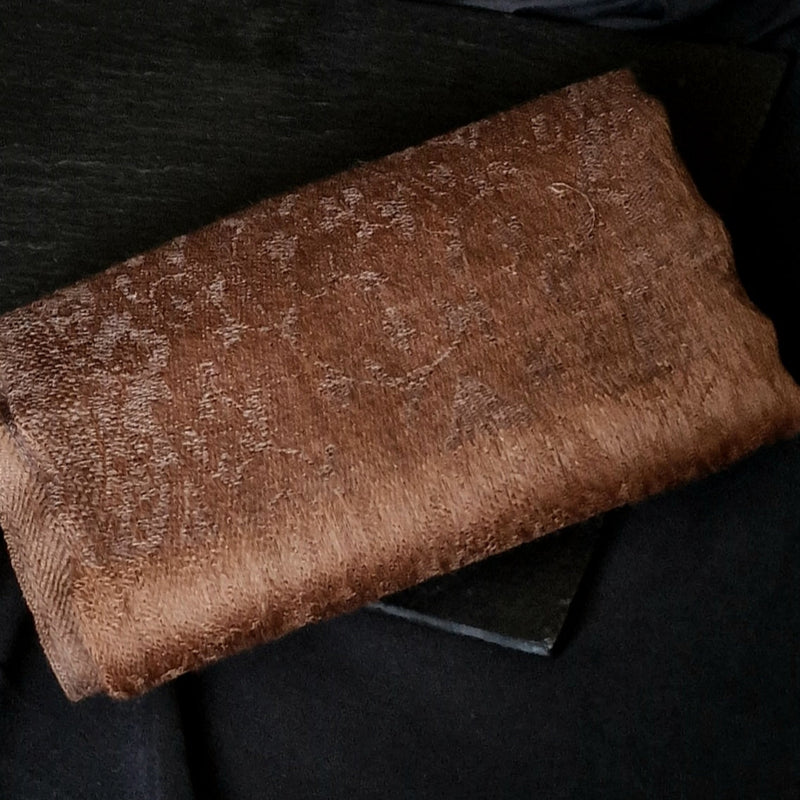 Stylish Paisley Weave Kashmiri Brown Pashmina - Dark Oak
