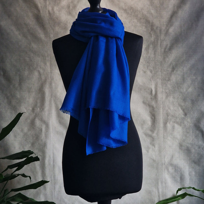 Authentic Kashmiri Diamond Weave Pashmina Scarf - Blue