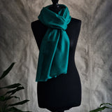 Kashmiri Diamond Weave Handwoven Pashmina Scarf - Turquoise Blue