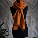 Kashmiri Diamond Weave Orange Pashmina Scarf - Pumpkin