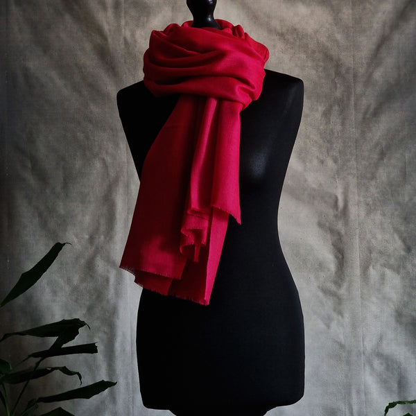 Soft Bright Red Kashmiri Pashmina Scarf - Carmine