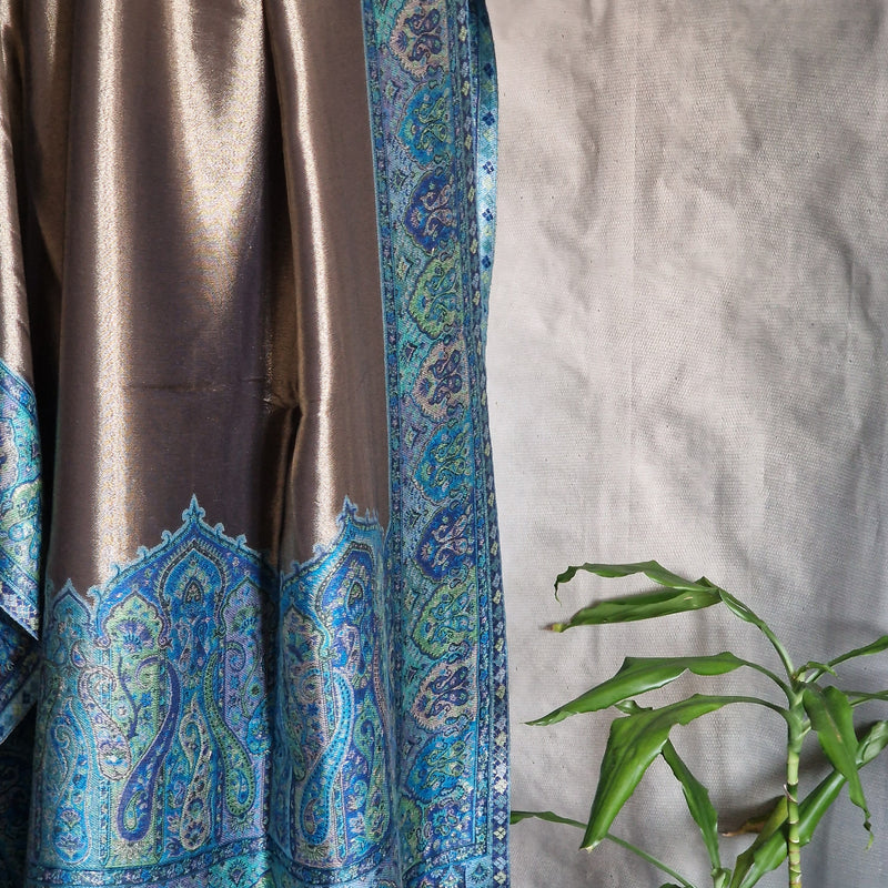 Moonlight Pashmina – Blue-Gold Two-Tone Kani Shawl
