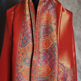 New collection Moonlight Pashmina – Orange-Red Two-Tone Mughal Shawl