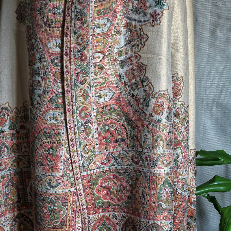 Moonlight Pashmina Shawl Two Tone Mughal border- Marigold New Collection!