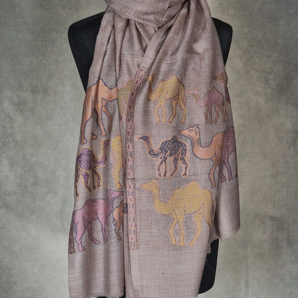 Kashmir Fine Wool Pashmina Stole – Sahara Gold