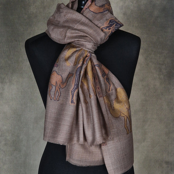 Kashmir Fine Wool Pashmina Stole – Sahara Gold