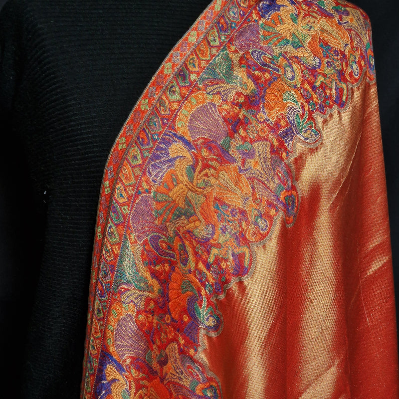 New collection Moonlight Pashmina – Orange-Red Two-Tone Mughal Shawl