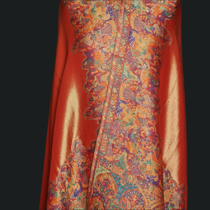New collection Moonlight Pashmina – Orange-Red Two-Tone Mughal Shawl
