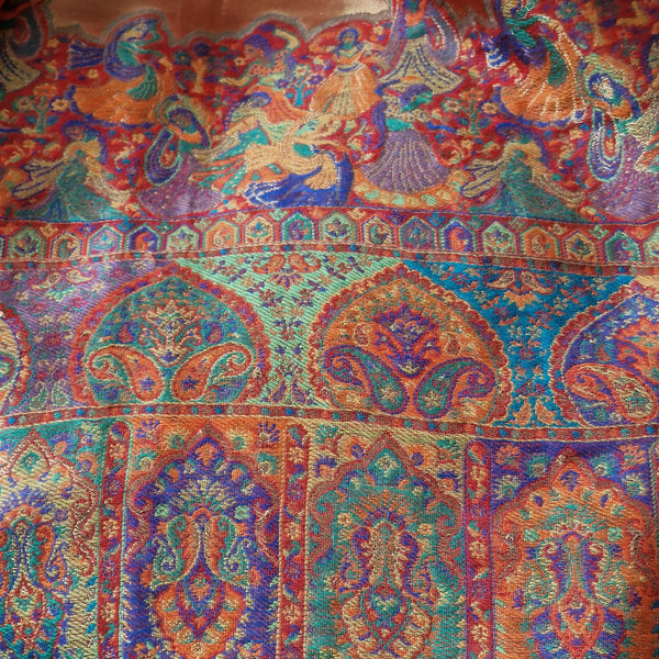 New collection Moonlight Pashmina – Orange-Red Two-Tone Mughal Shawl
