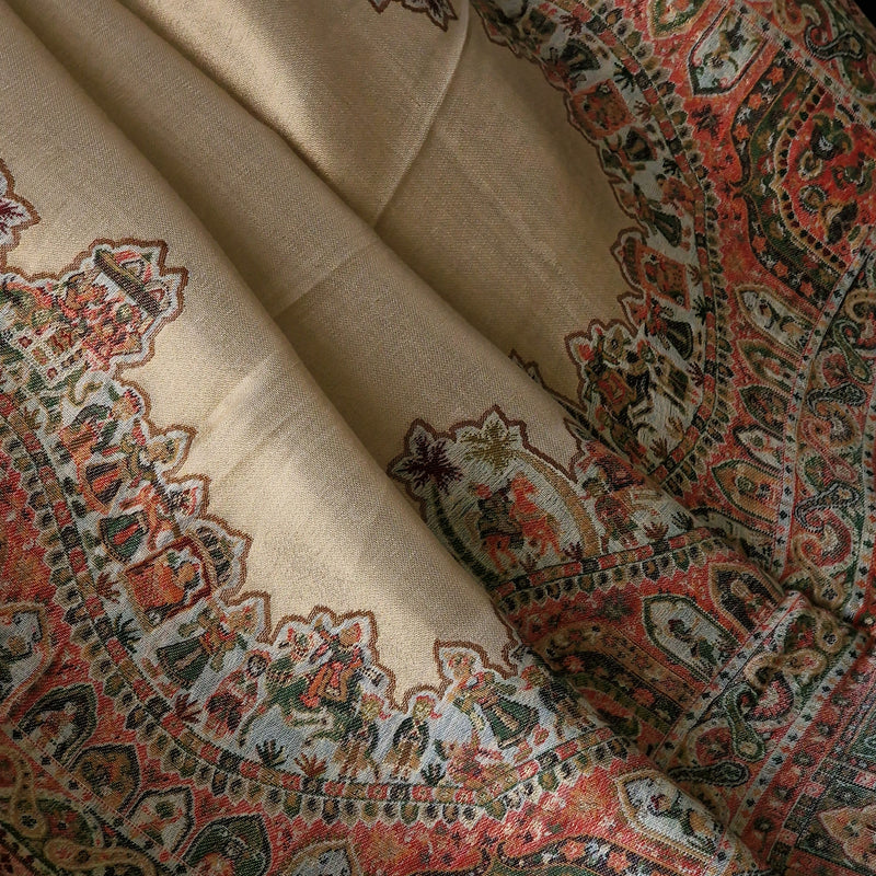 Moonlight Pashmina Shawl Two Tone Mughal border- Marigold New Collection!