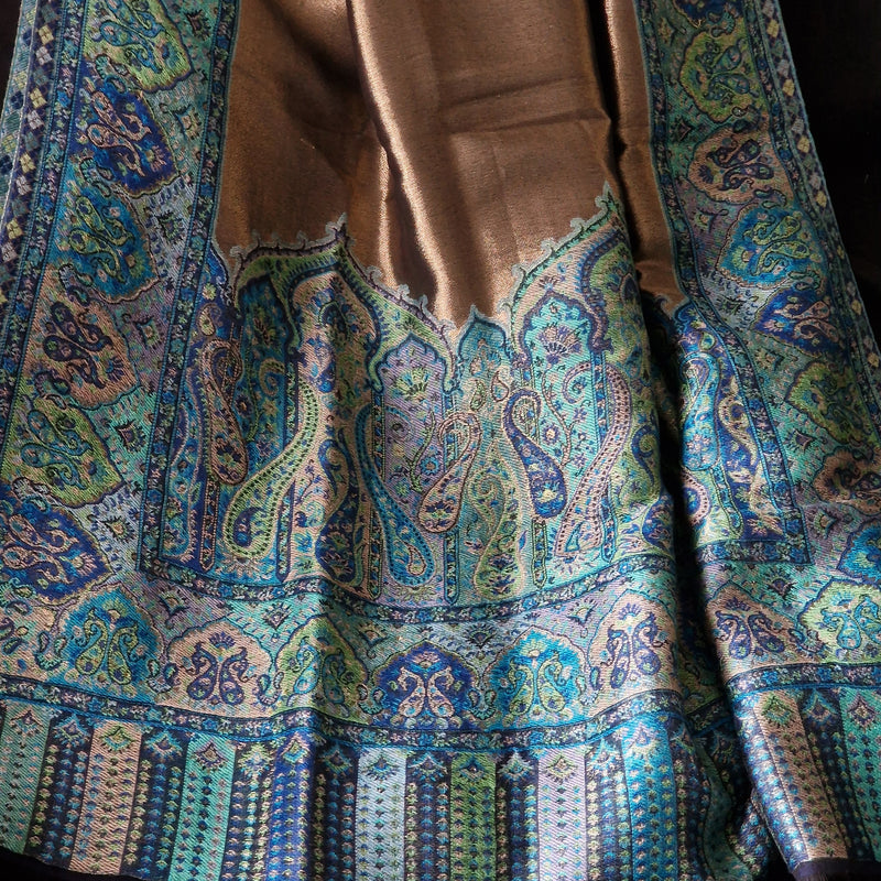 Moonlight Pashmina – Blue-Gold Two-Tone Kani Shawl