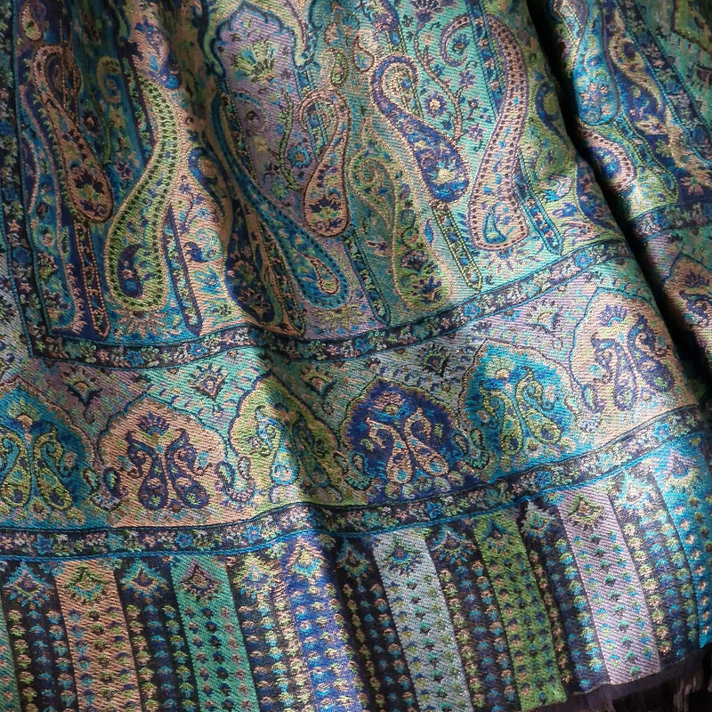 Moonlight Pashmina – Blue-Gold Two-Tone Kani Shawl