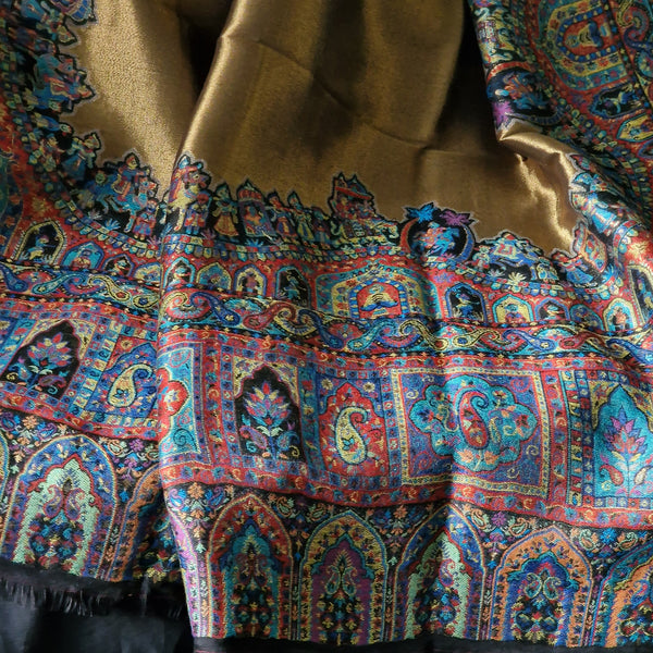 New collection Moonlight Pashmina – Golden Blue Two-Tone Mughal Shawl