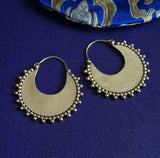 Brass Hoop Earrings Tribal Design