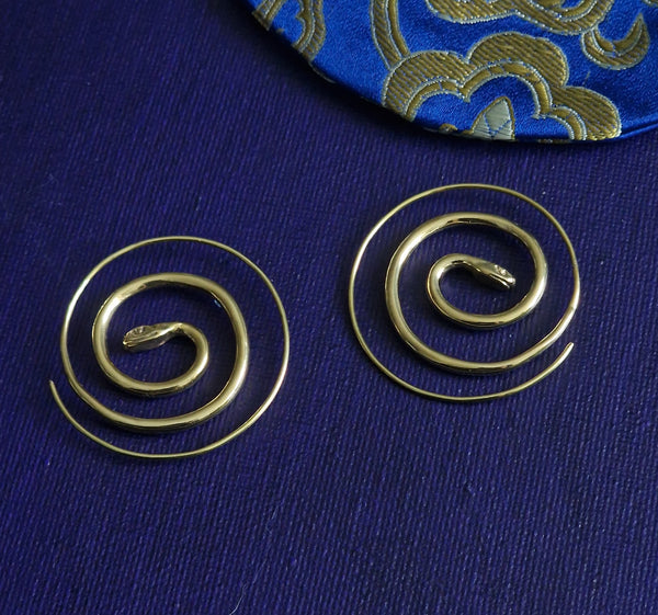 Spiral Snake Handcrafted Hoop Brass Earring