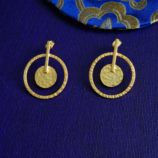 Brass Hammered Tribal Earrings