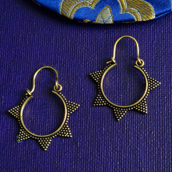 Handmade Tribal Brass Hoop Lightweight Earrings