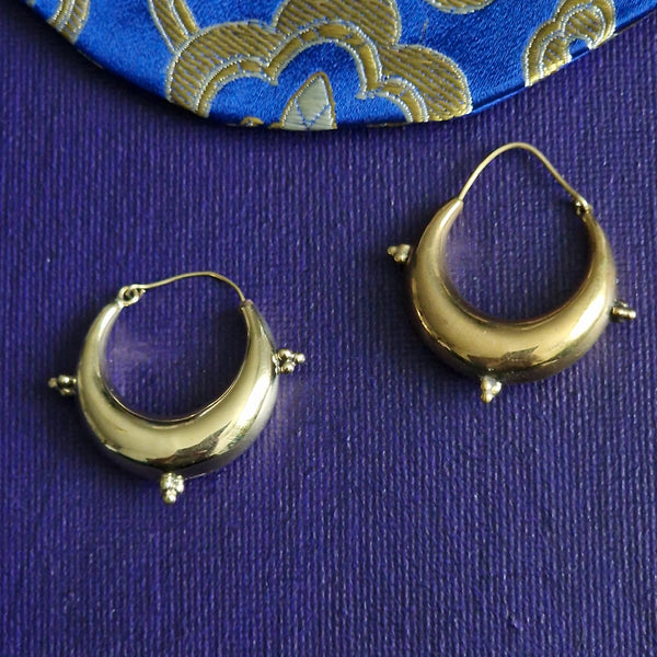 Brass Spike Tribal Hoop Earrings
