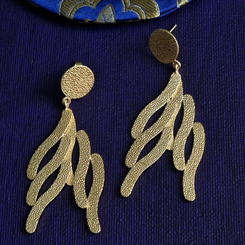 Art Deco Inspired Brass Hammered Earrings