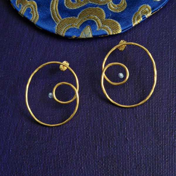 Handcrafted Minimalistic Brass Spiral Design Earrings